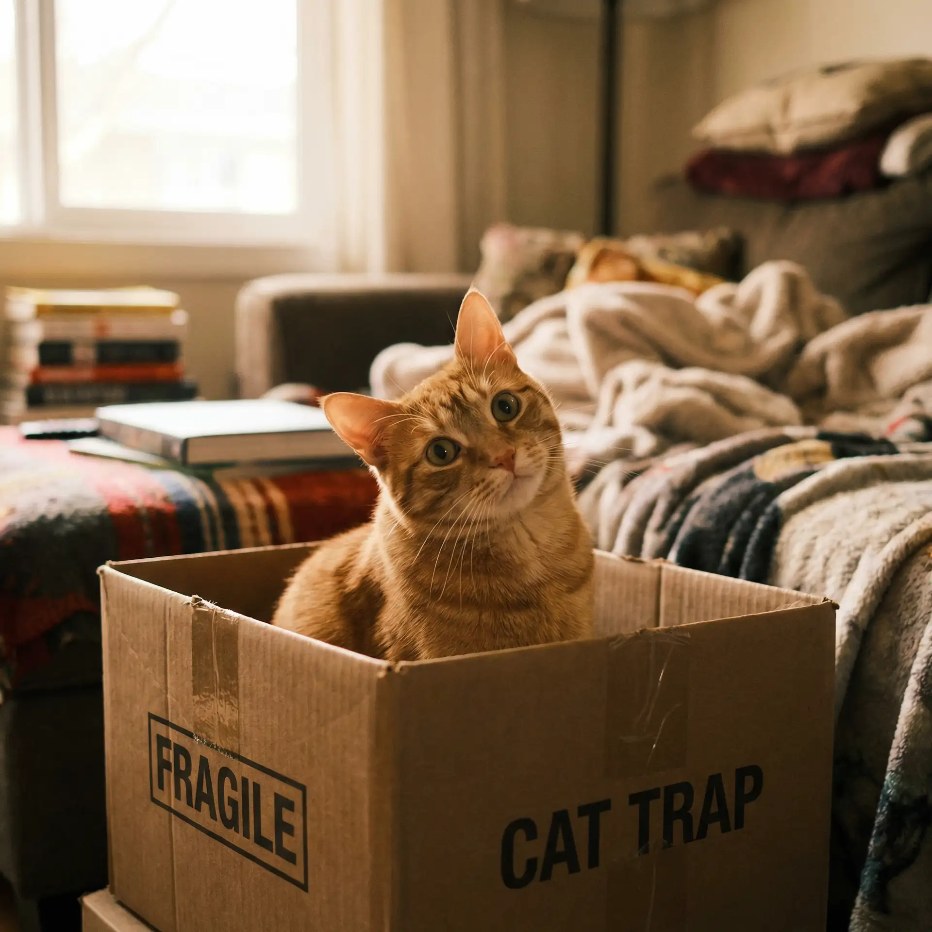 橘猫躲在纸箱里 - 美国十次啦小说