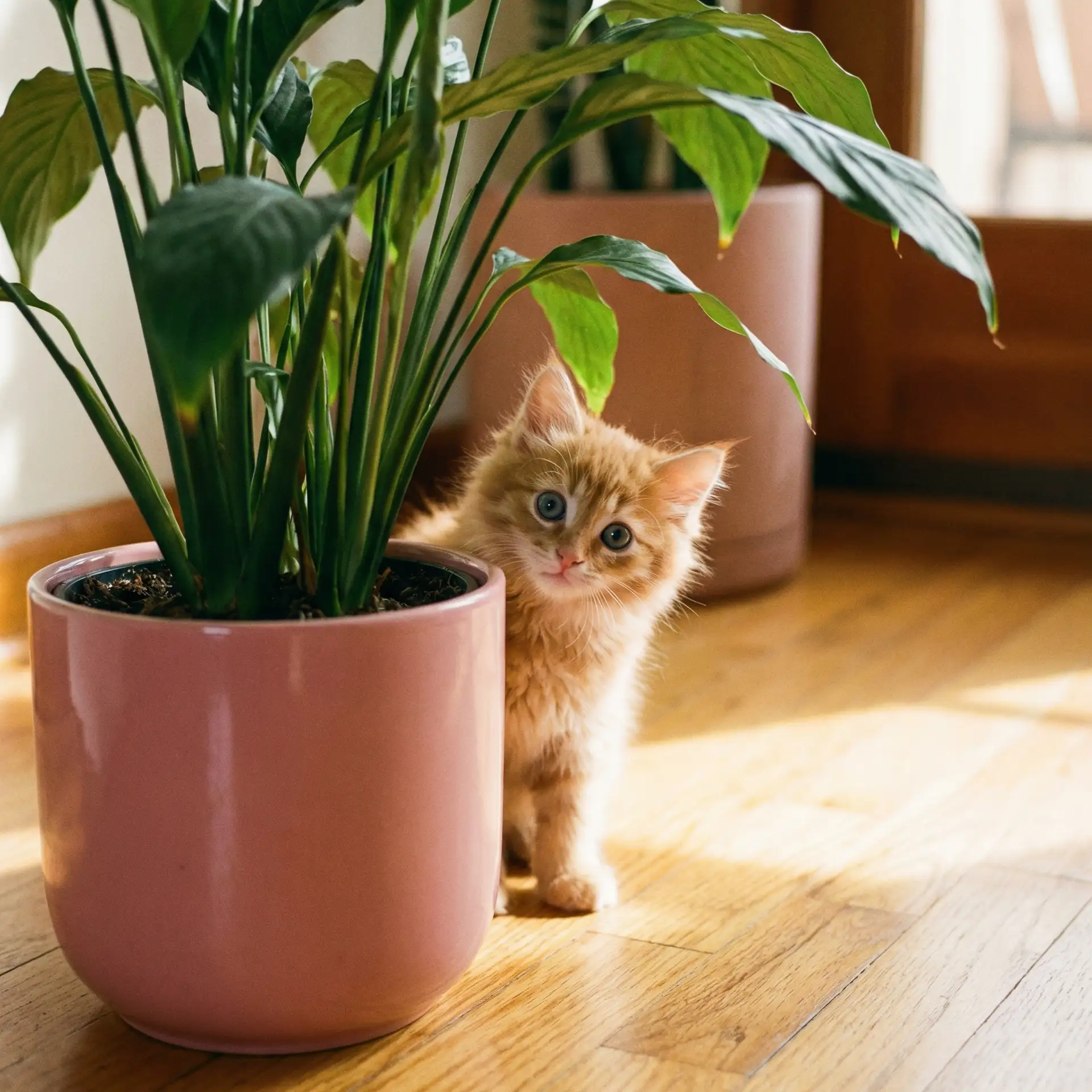 小猫从花盆后探头 - 美国十次啦小说