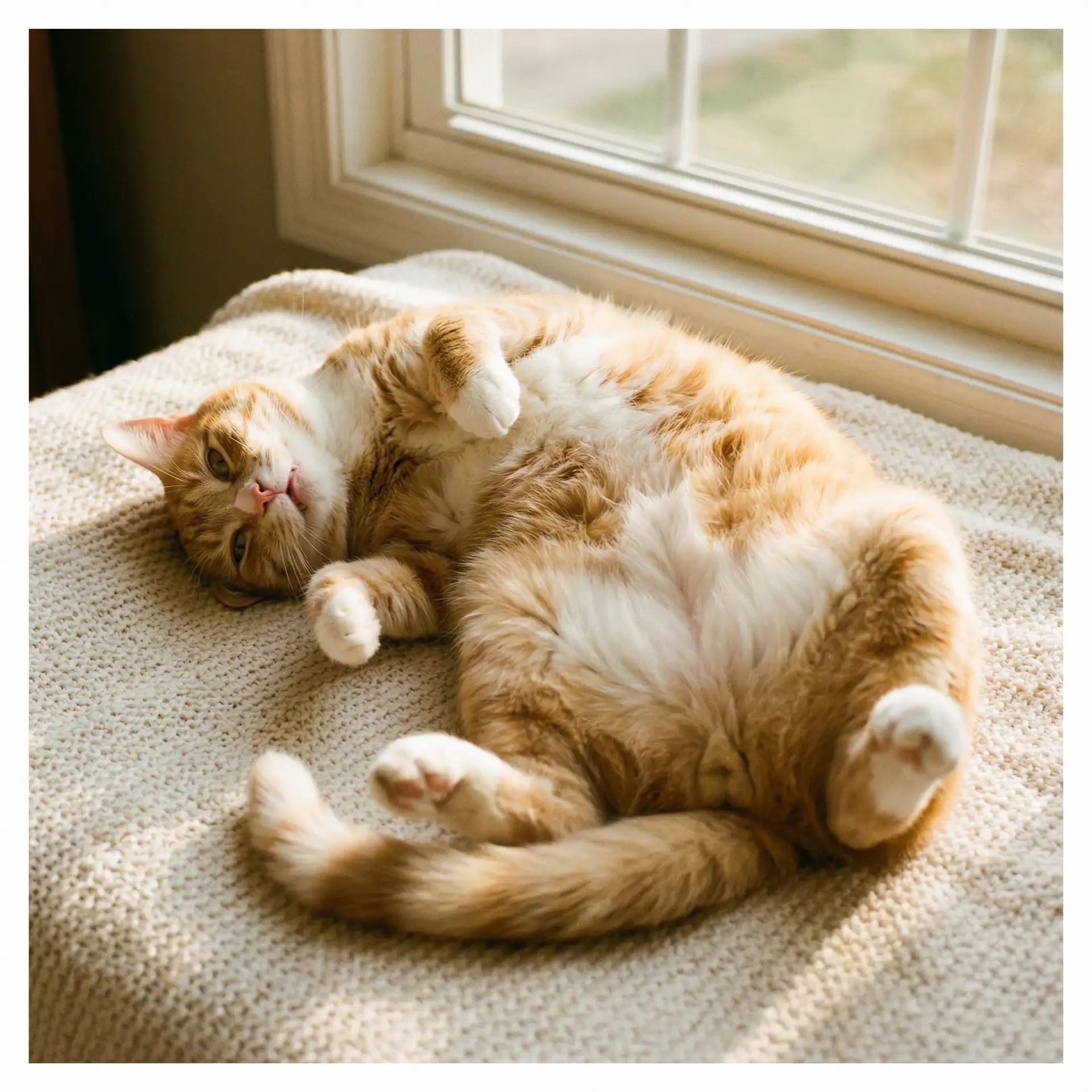猫咪仰躺露出肚皮 - 美国十次啦小说